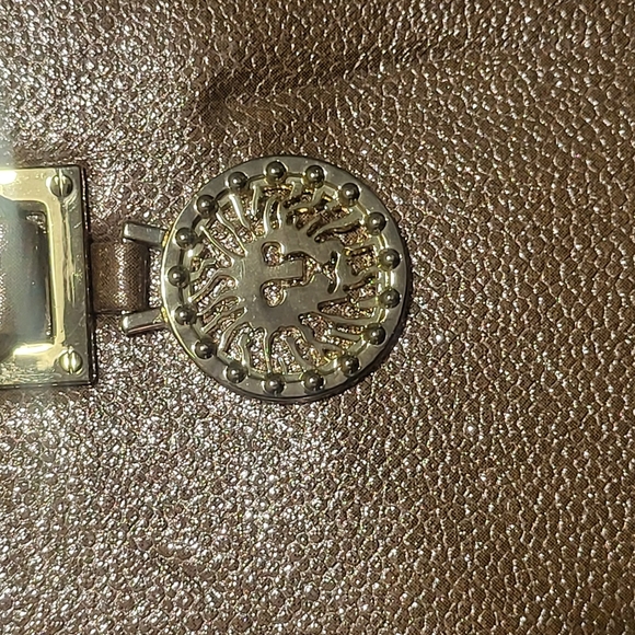 Anne Klein Blue and Gold Structured Shoulder Bag - Picture 4 of 9